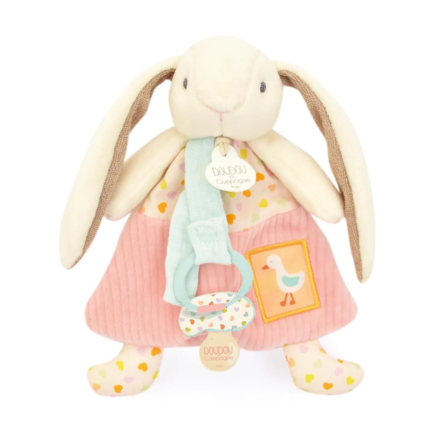 Doudou & Compagnie Doudou attache-sucette lapin ciboulette Rose
