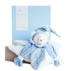 Doudou & Compagnie Doudou collector J'aime mon doudou Ours Bleu 24 cm