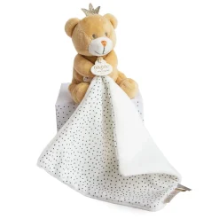 Doudou & Compagnie Doudou pantin avec mouchoir Ours petit roi 10 cm