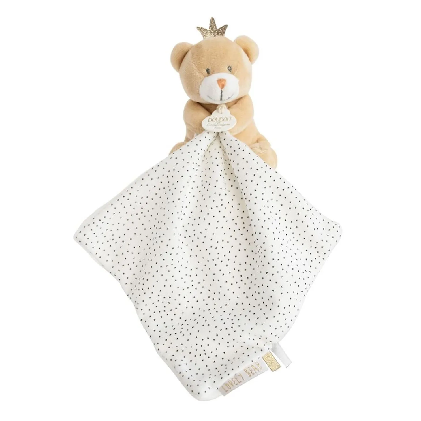 Doudou & Compagnie Doudou pantin avec mouchoir Ours petit roi 10 cm