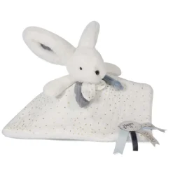 Doudou & Compagnie Doudou plat Happy Glossy Blanc 25 cm