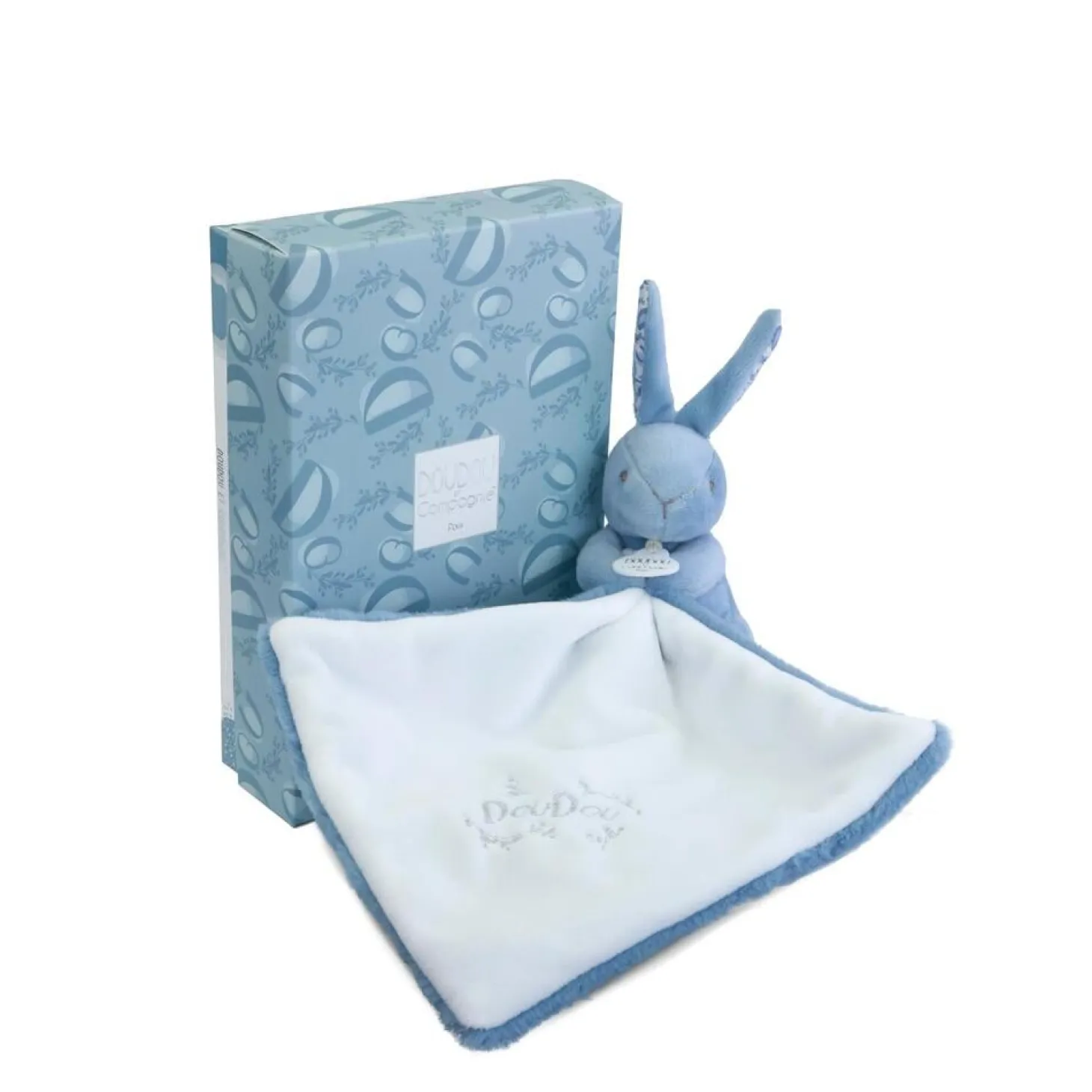 Doudou & Compagnie Lapin avec Doudou Bleu 10 cm