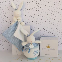 Doudou & Compagnie                    Lapin pantin avec mouchoir    Bleu            10 cm