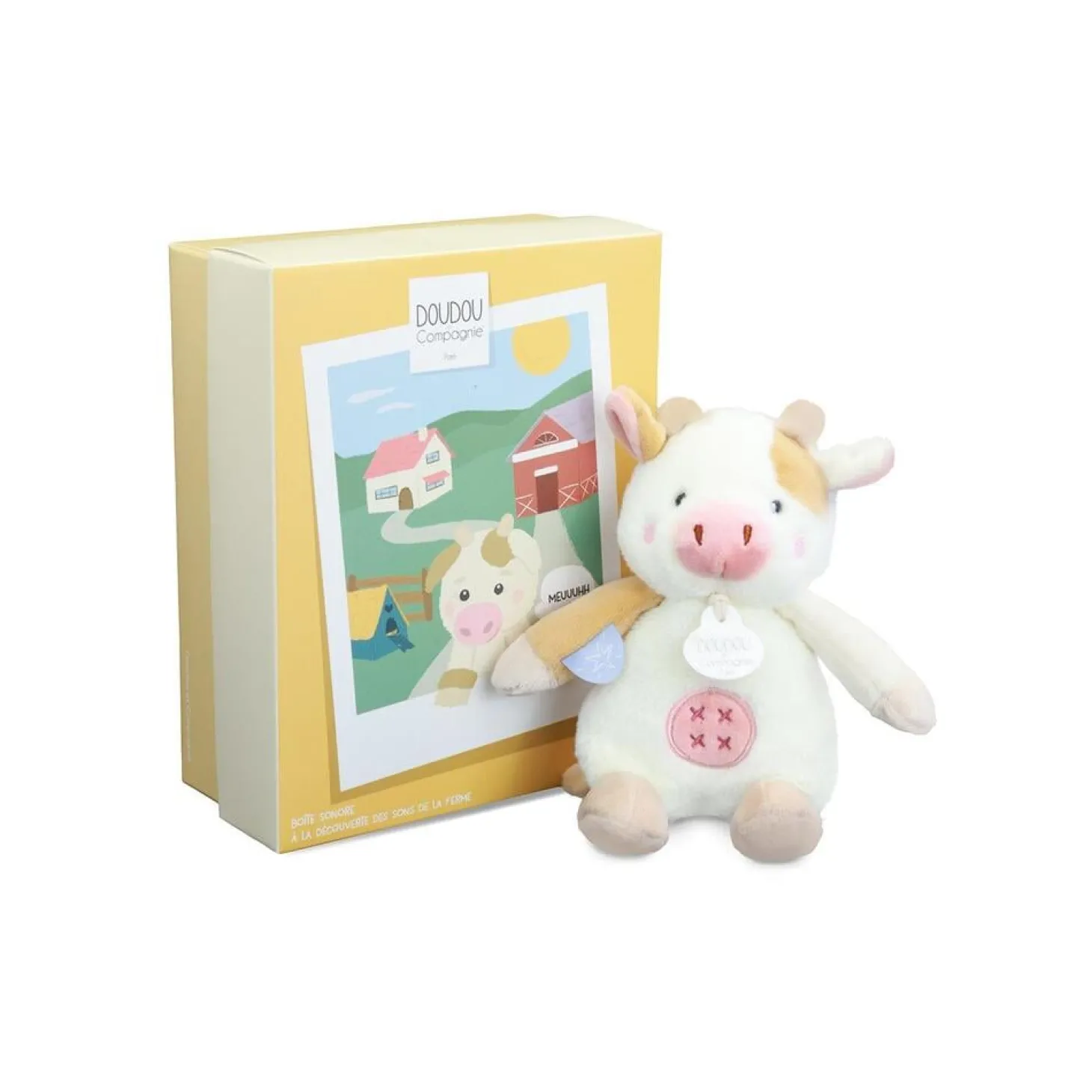 Doudou & Compagnie Les Doudous de la ferme avec boites sonores Multicolore 17 cm