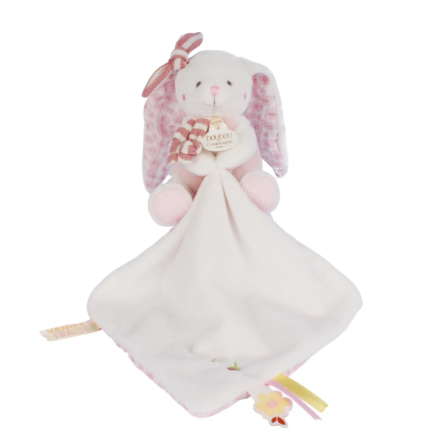 Doudou & Compagnie Pantin avec doudou Lapin Vanille Fraise Rose