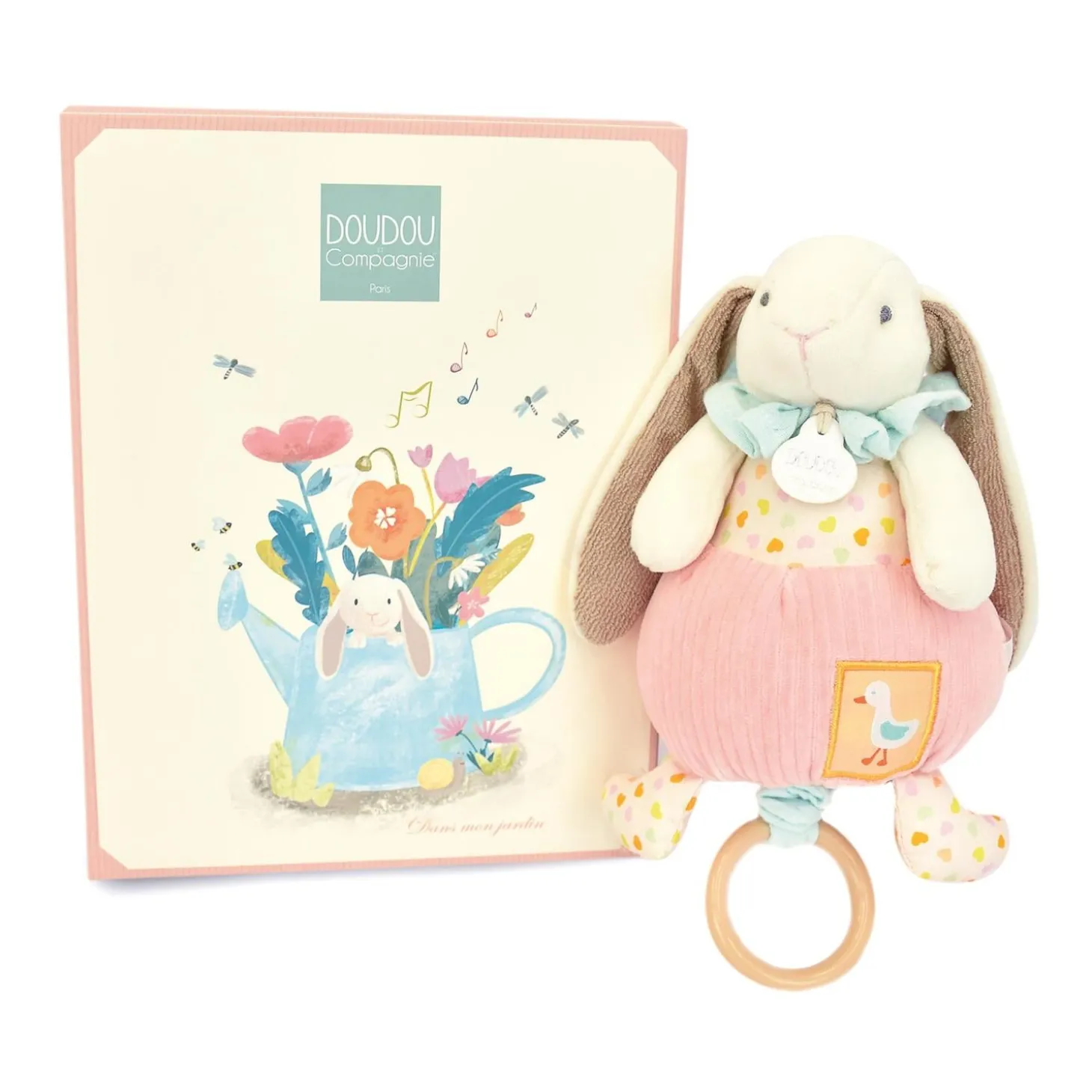 Doudou & Compagnie Peluche musicale lapin ciboulette Rose