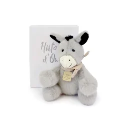 Doudou & Compagnie Peluche petit ane foulard Gris