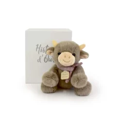 Doudou & Compagnie Peluche petite vache foulard Marron