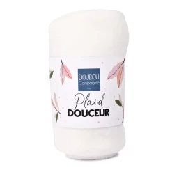 Doudou & Compagnie Plaid douceur Blanc 70x100 cm