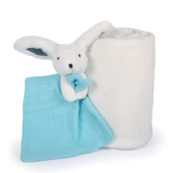 Doudou & Compagnie Plaid et doudou Happy Pop Blanc 100x70 cm
