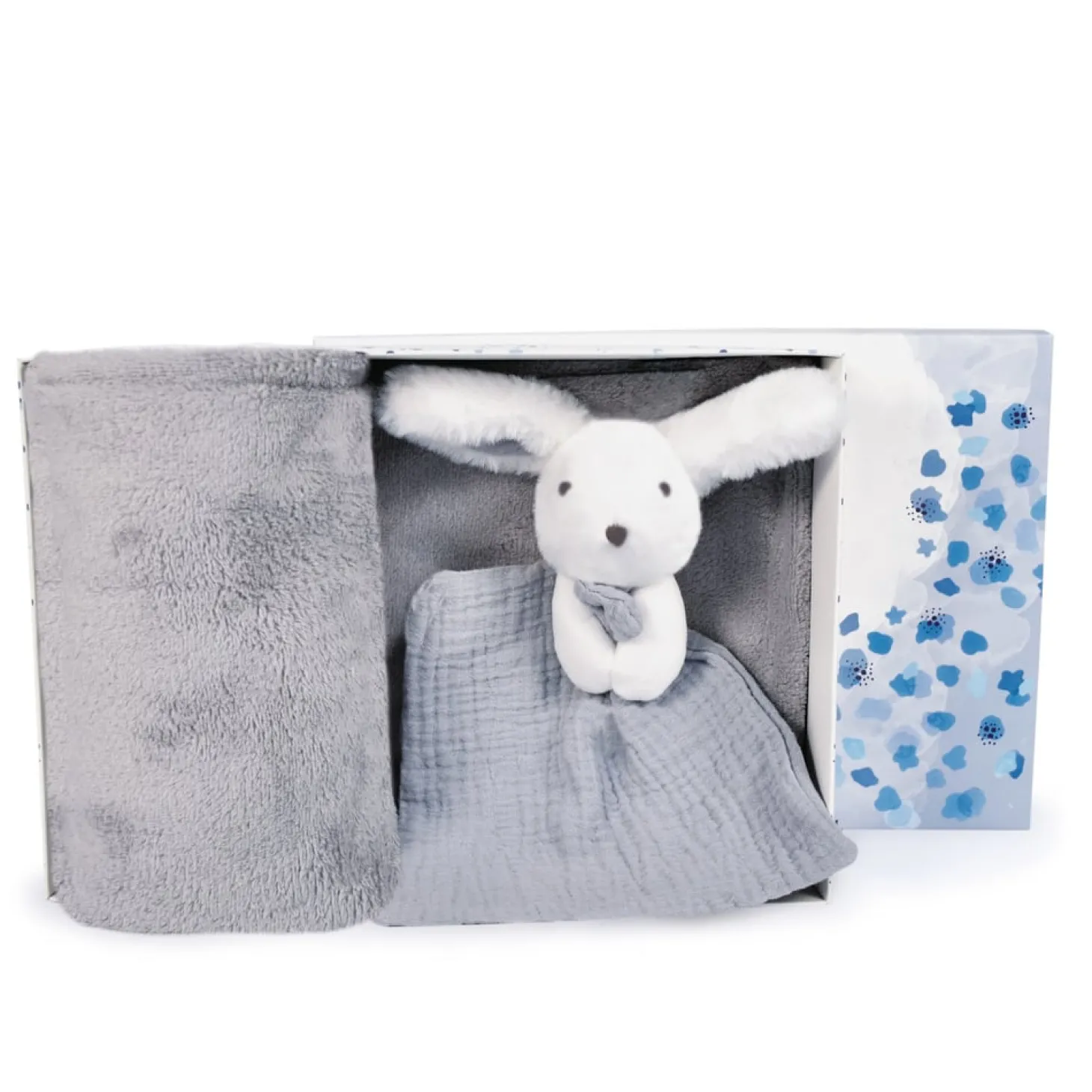 Doudou & Compagnie Plaid et doudou Happy Glossy Gris 100x70 cm
