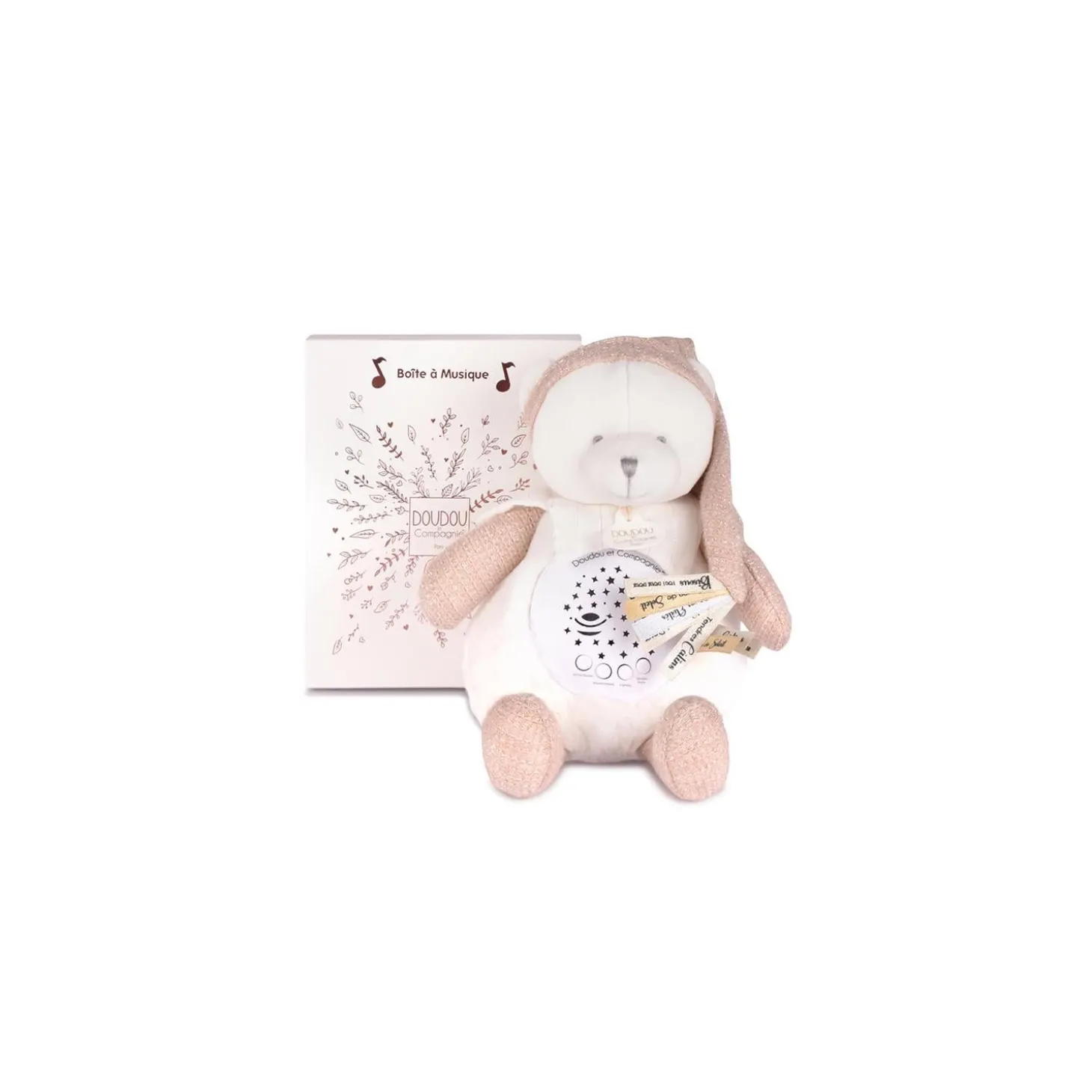 Doudou & Compagnie Veilleuse musicale pro Ours Doudou 25 ans Rose 18