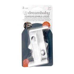 Dreambaby                    Double-serrure adhésive pour armoire Pack 2pcs    Blanc