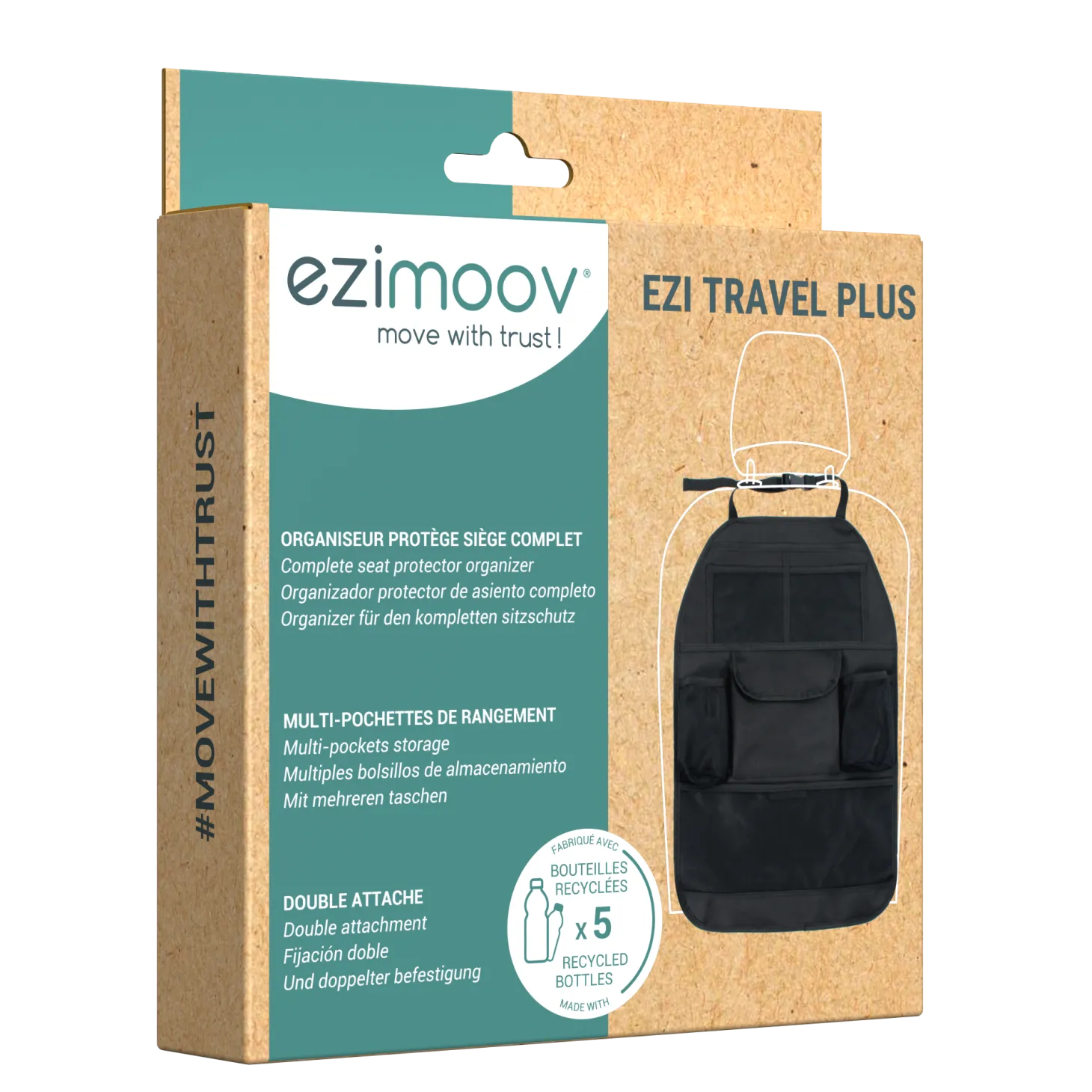 Ezimoov Organisateur de voiture Trafel plus éco-conçu Noir