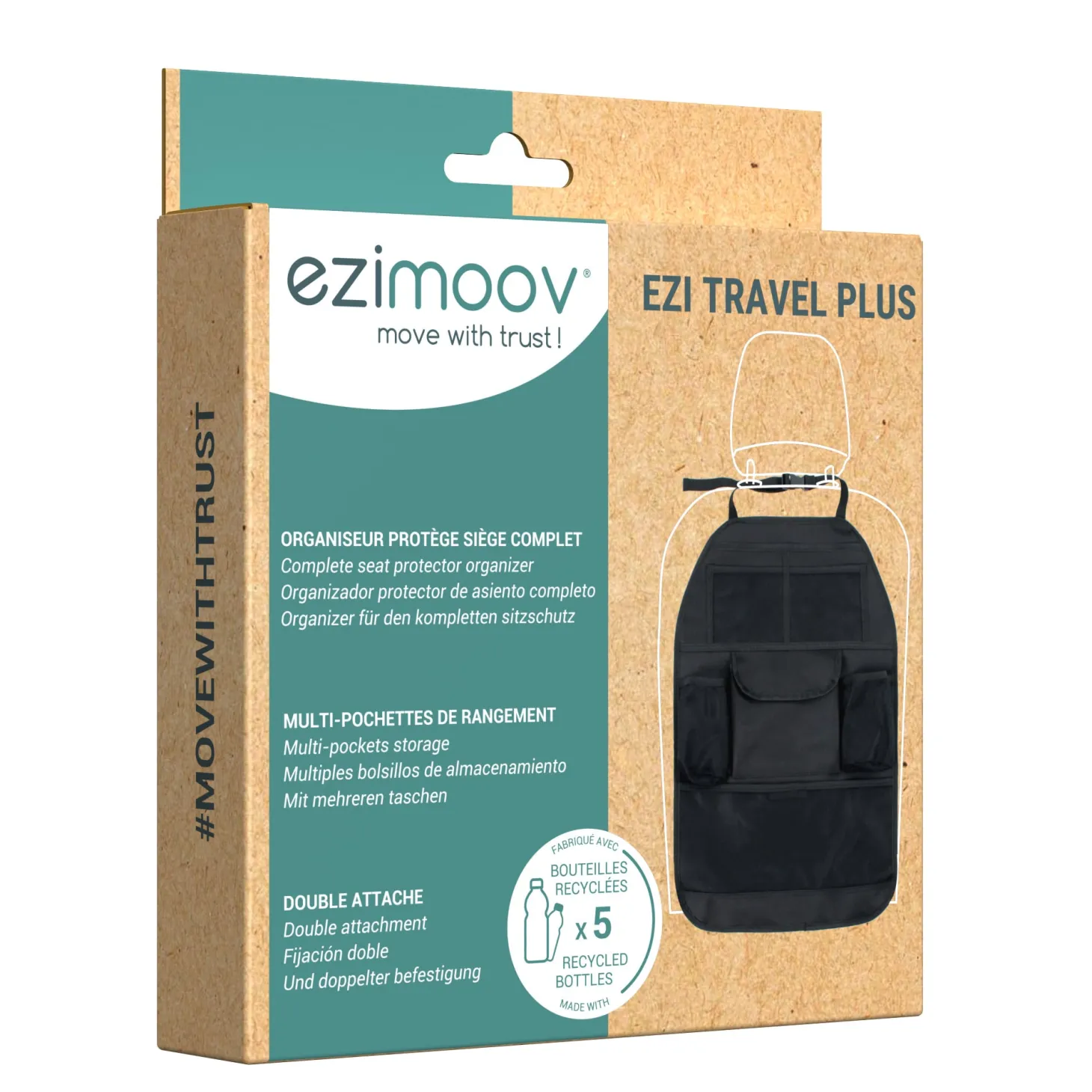 Ezimoov Organisateur de voiture Trafel plus éco-conçu Noir