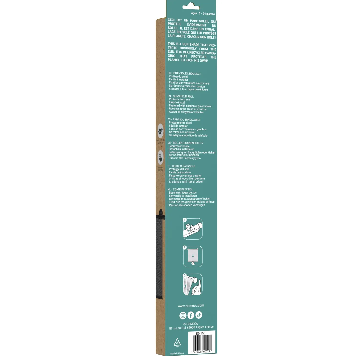 Ezimoov Pare soleil Sun Roller Noir