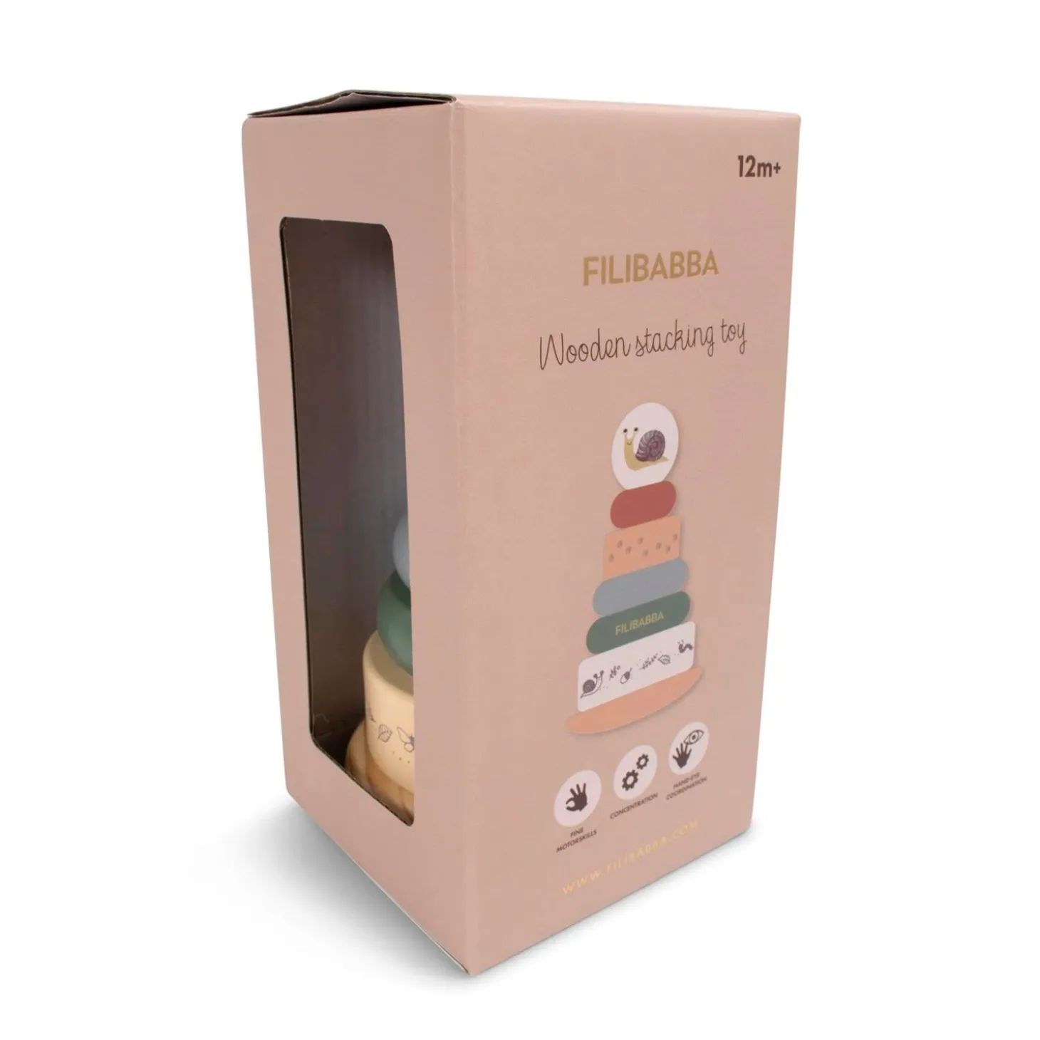 Filibabba Jouet à empiler en bois avec base culbuto Multicolore
