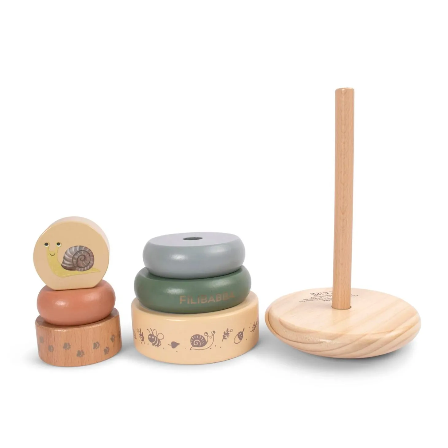 Filibabba Jouet à empiler en bois avec base culbuto Multicolore