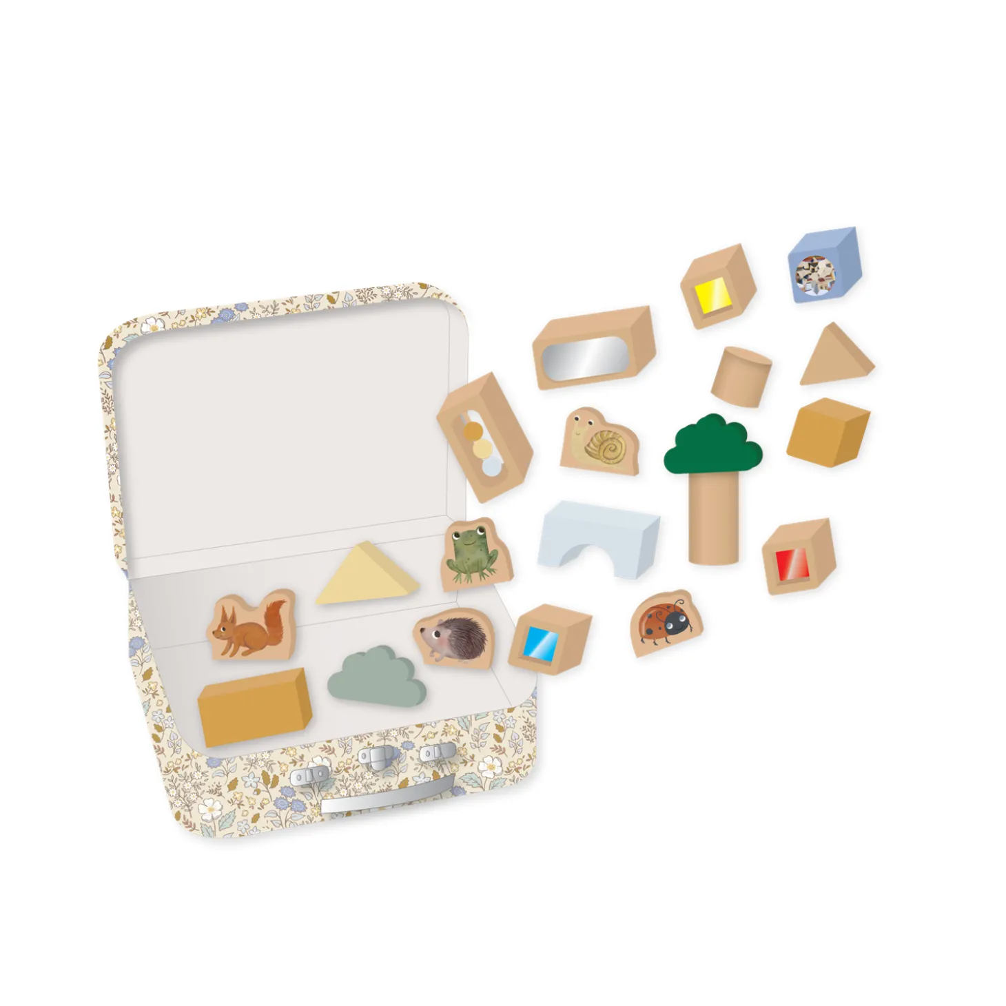 Filibabba Kit valisette avec blocs sensoriels en bois Multicolore