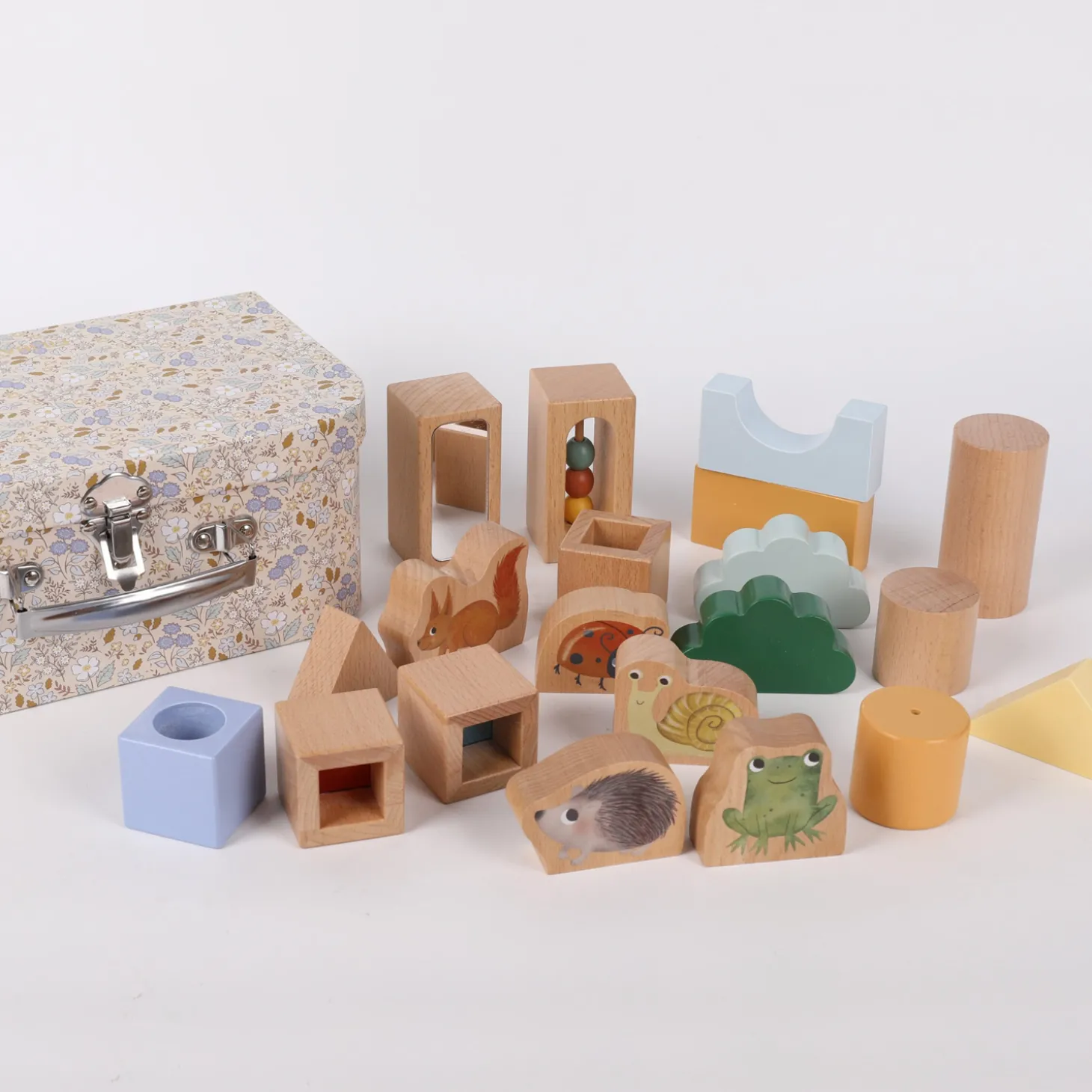 Filibabba Kit valisette avec blocs sensoriels en bois Multicolore