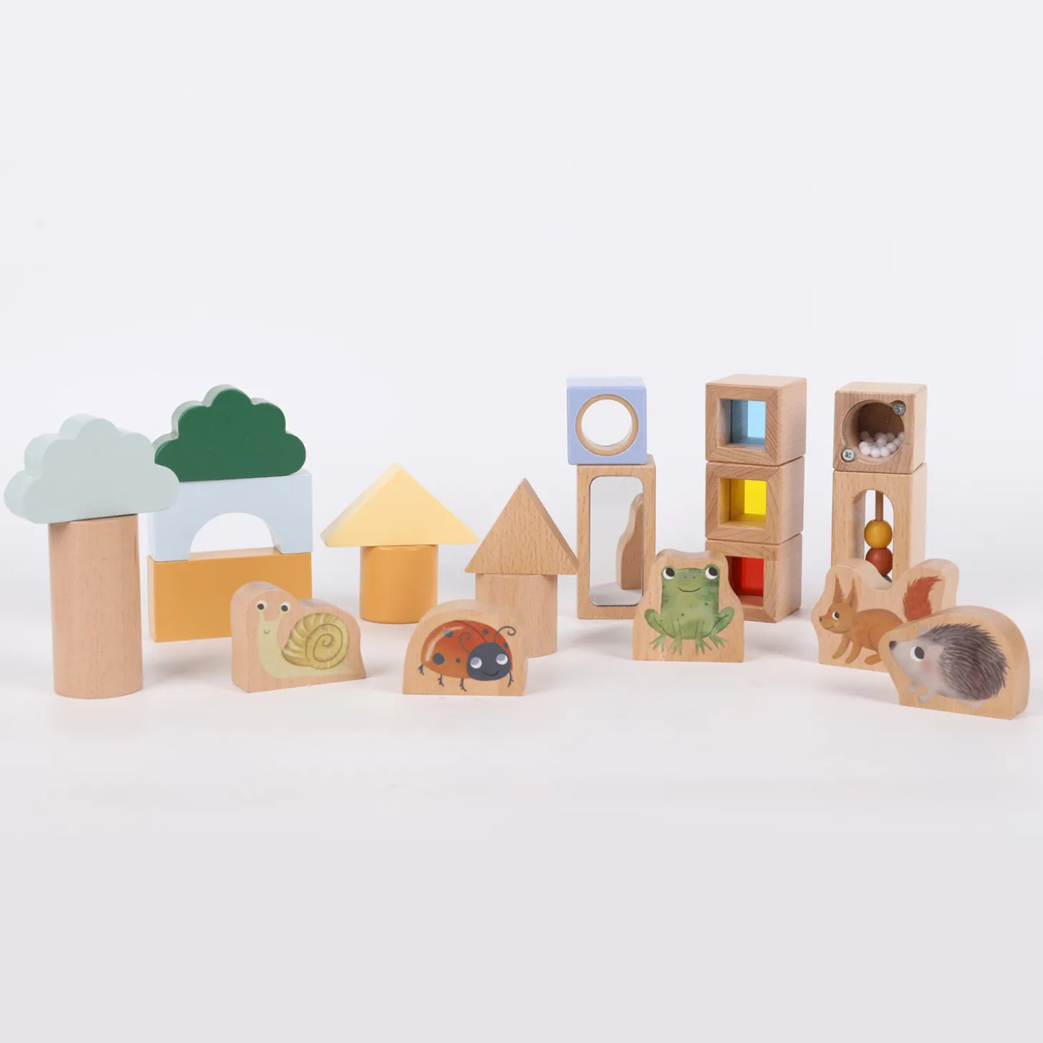 Filibabba Kit valisette avec blocs sensoriels en bois Multicolore
