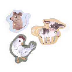 Filibabba Set de 3 mes 1ers puzzles Animaux de la ferme Multicolore