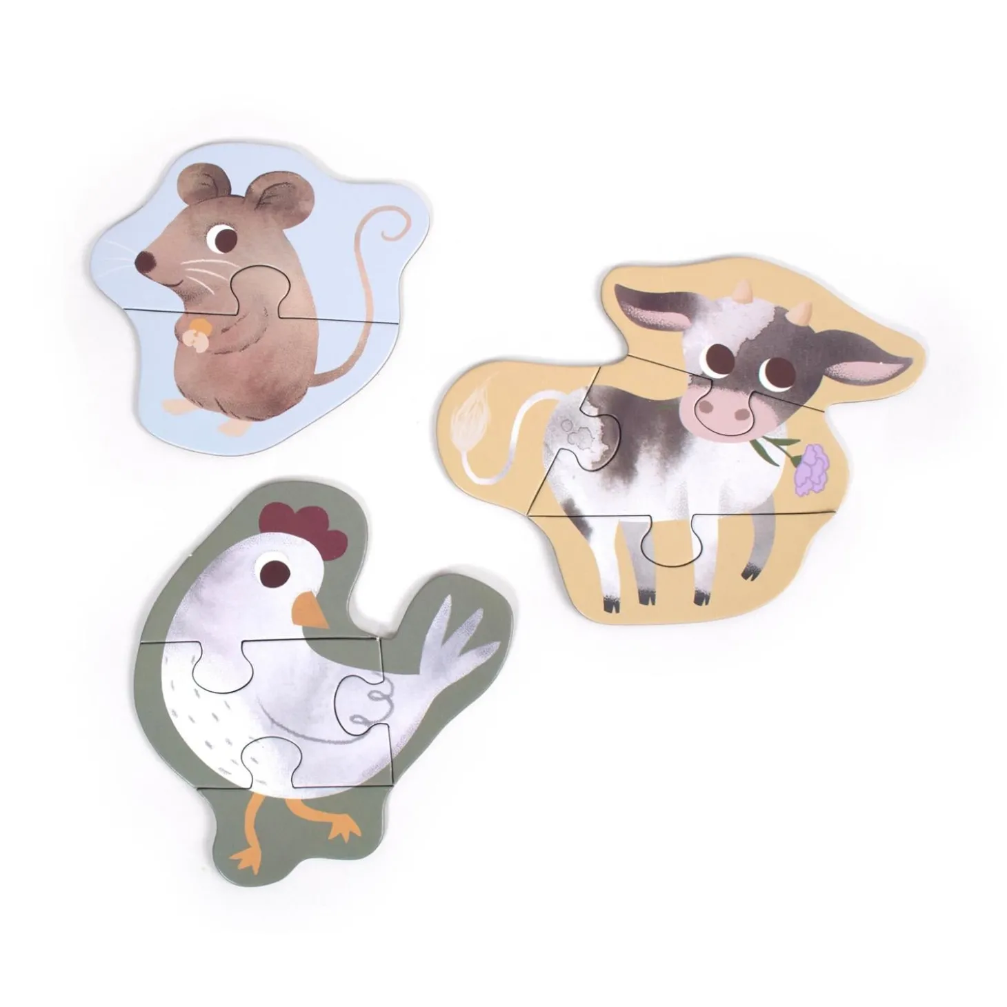 Filibabba Set de 3 mes 1ers puzzles Animaux de la ferme Multicolore