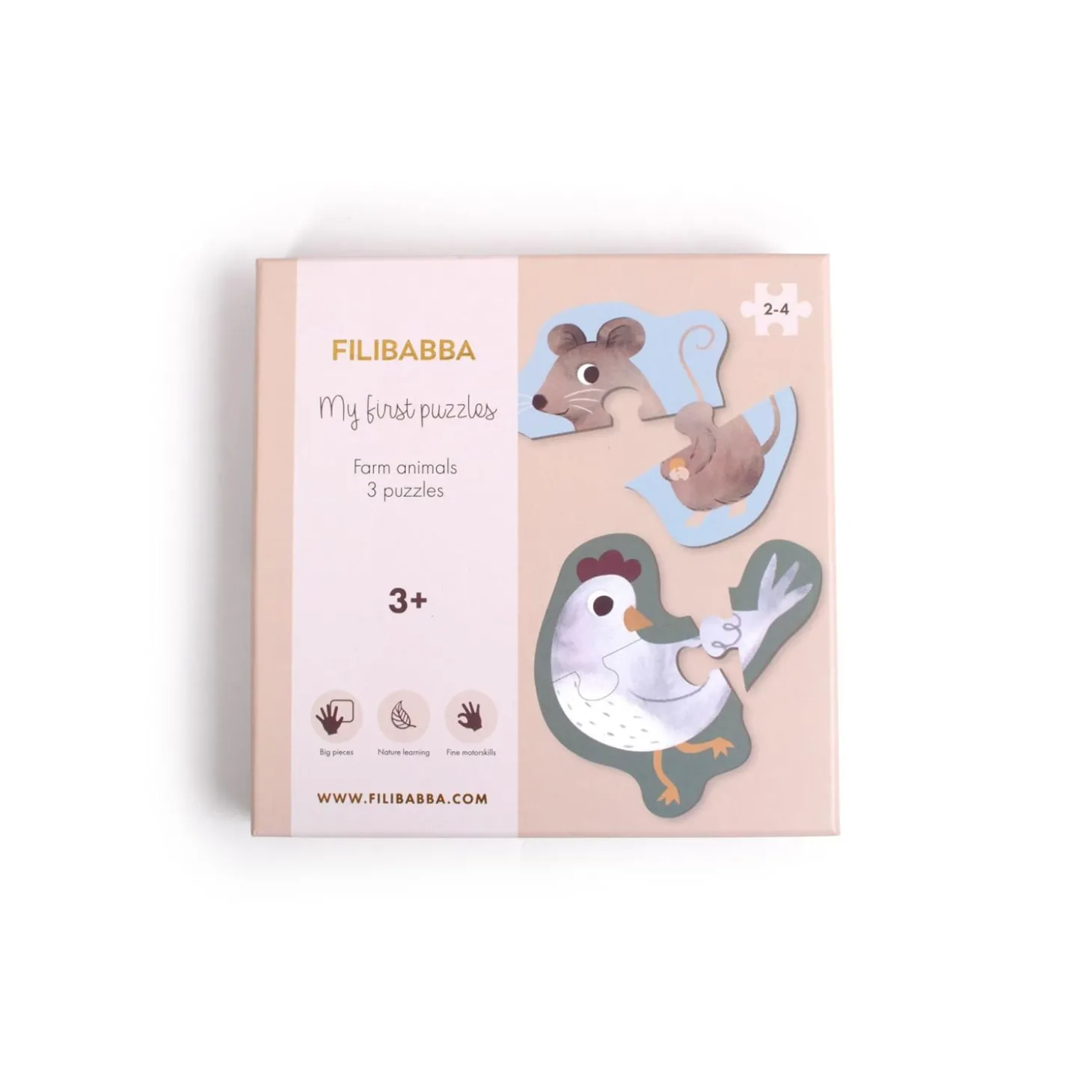 Filibabba Set de 3 mes 1ers puzzles Animaux de la ferme Multicolore