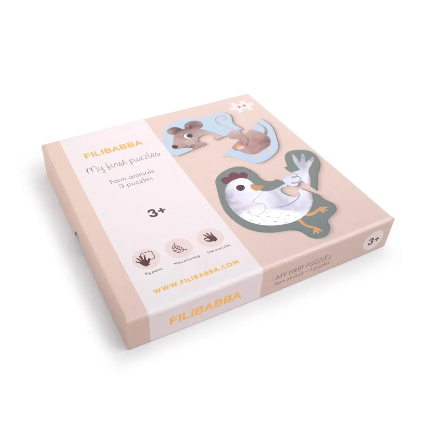 Filibabba Set de 3 mes 1ers puzzles Animaux de la ferme Multicolore