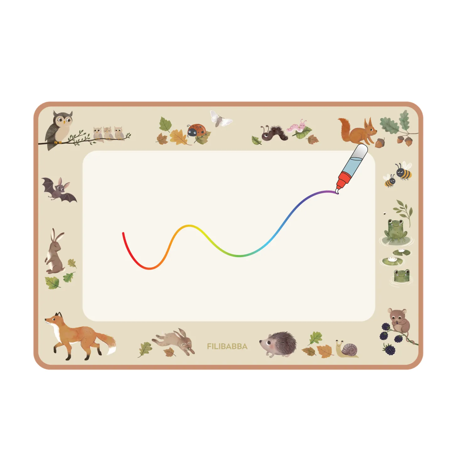 Filibabba Tapis de dessin à l’eau Amis de la forêt Multicolore