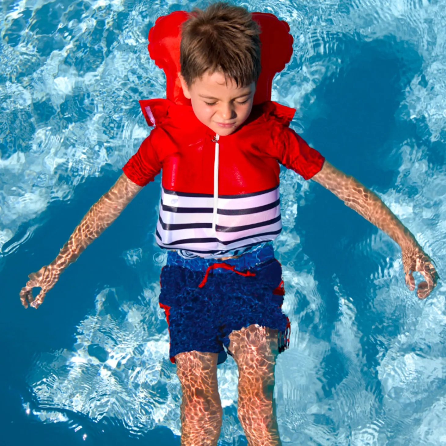 Floatee Tee-shirt anti-noyade manches longues Rouge 3 ans
