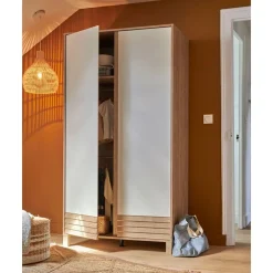 Galipette Armoire 2 portes Achille Chêne Blond Et Blanc