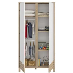 Galipette                    Armoire 2 portes Achille    Chêne Blond Et Blanc