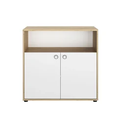 Galipette                    Commode 2 portes Arthur    Blanc Et Chêne Artisan