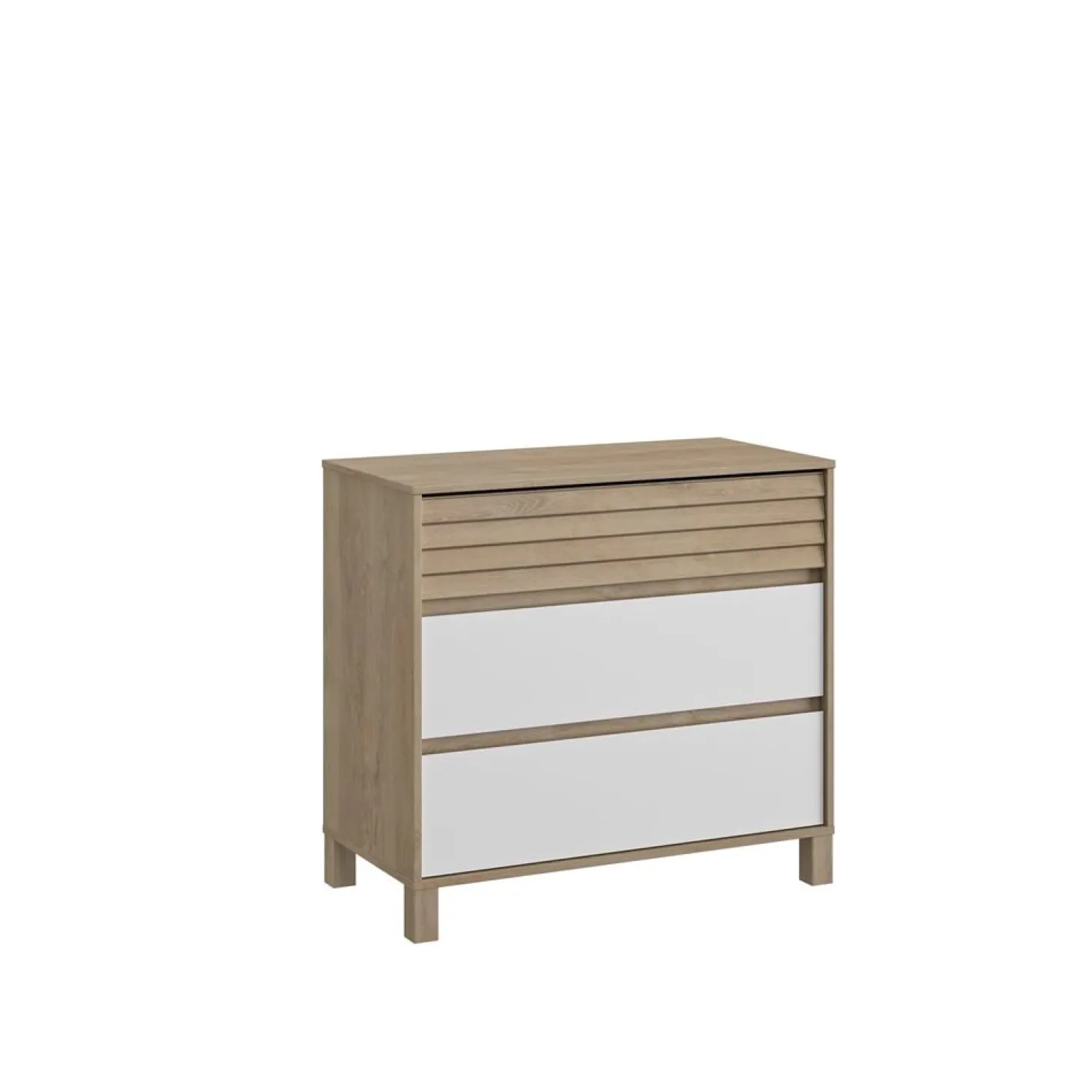 Galipette Commode 3 tiroirs Achille Chêne Blond Et Blanc