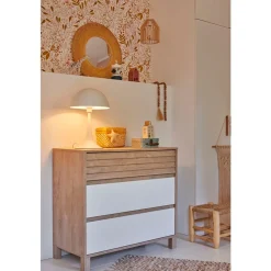 Galipette                    Commode 3 tiroirs Achille    Chêne Blond Et Blanc