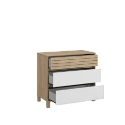 Galipette Commode 3 tiroirs Achille Chêne Blond Et Blanc