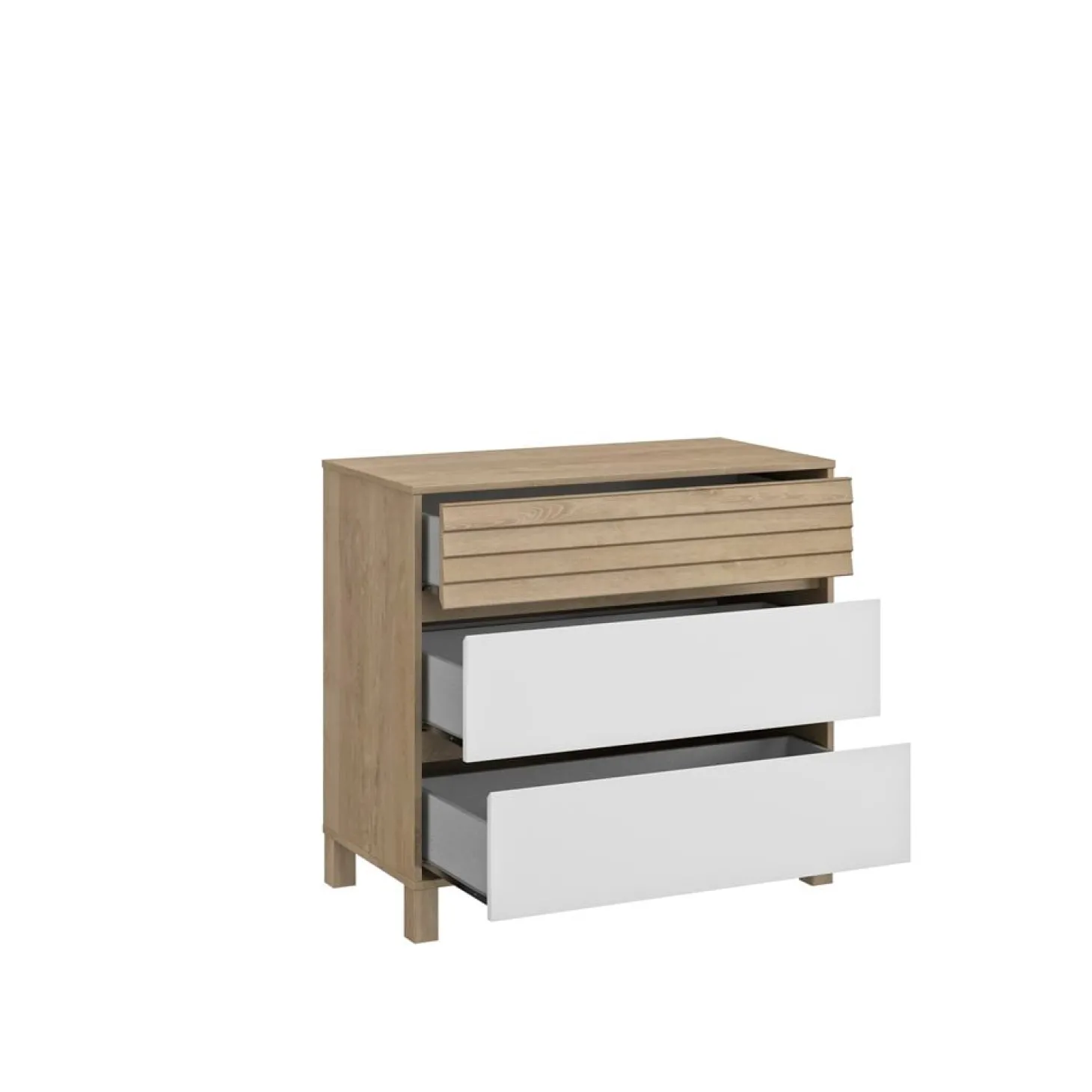 Galipette Commode 3 tiroirs Achille Chêne Blond Et Blanc