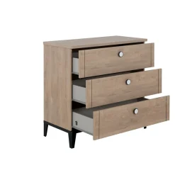 Galipette                    Commode 3 tiroirs Marcel    Chêne Blond Et Noir
