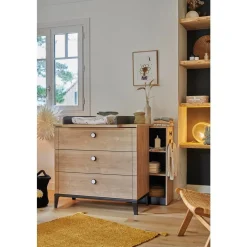 Galipette                    Commode 3 tiroirs Marcel    Chêne Blond Et Noir