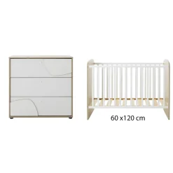 Galipette Duo Lit + Commode 3 tiroirs Basile Châtaignier Naturel 60x120 cm