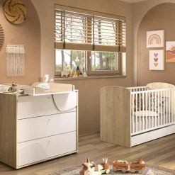 Galipette Duo Lit + Commode 3 tiroirs Basile Châtaignier Naturel 60x120 cm