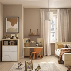 Galipette Lit combiné évolutif Basile Châtaignier Naturel 70x140 cm