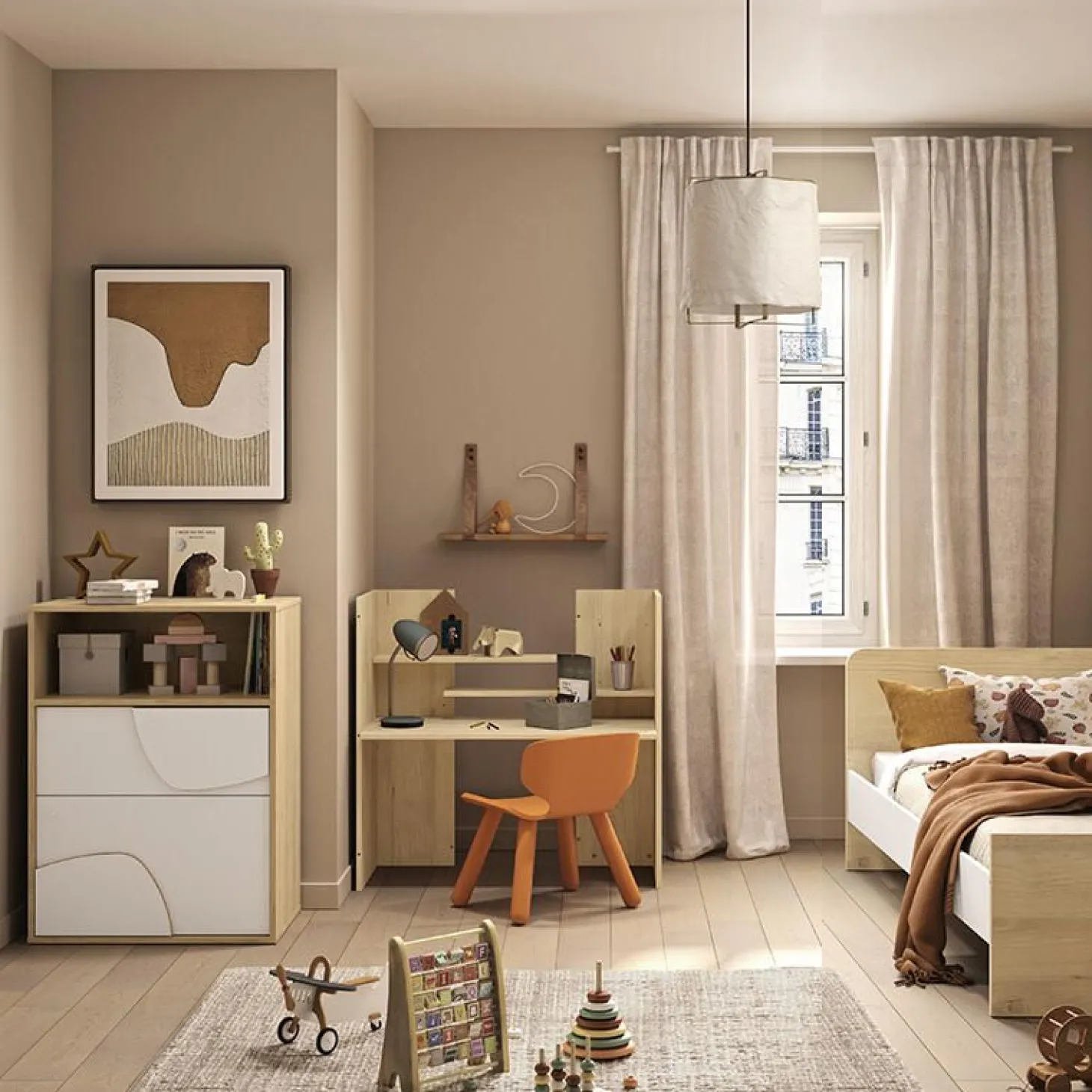 Galipette Lit combiné évolutif Basile Châtaignier Naturel 70x140 cm