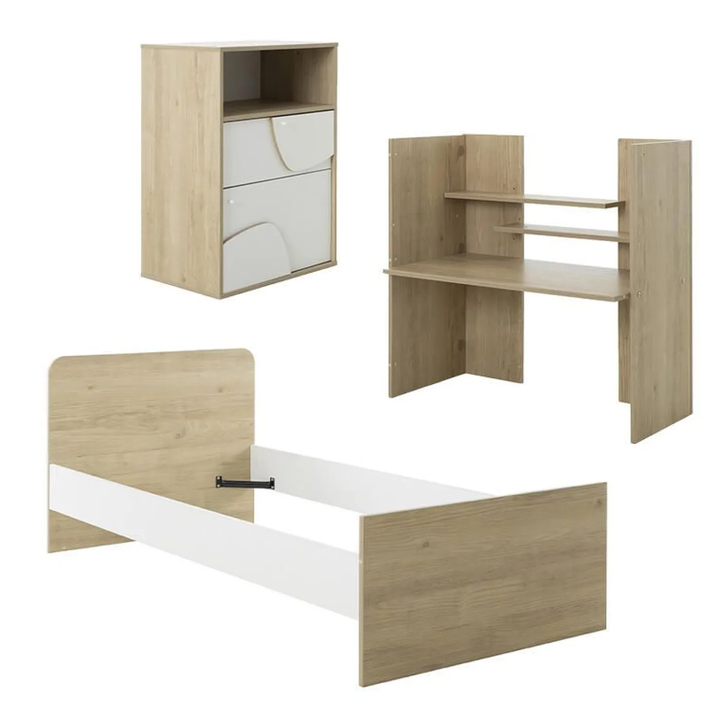 Galipette Lit combiné évolutif Basile Châtaignier Naturel 70x140 cm