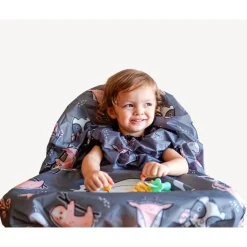 Grabease Bavoir intégral couvrant bébé et chaise haute Gris 6 mois+