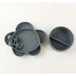 Grabease                    Coffret repas 4 pièces en silicone avec ventouse    Gris            6 mois+