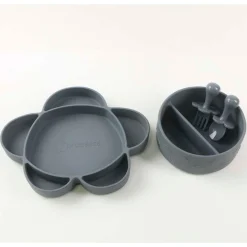Grabease                    Coffret repas 4 pièces en silicone avec ventouse    Gris            6 mois+