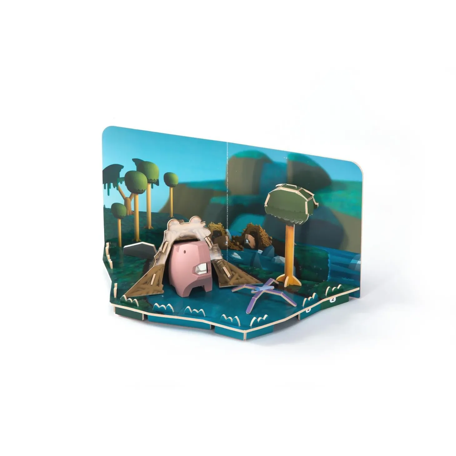 Half Toys Puzzle 3D Animal Castor et Diorama Marron