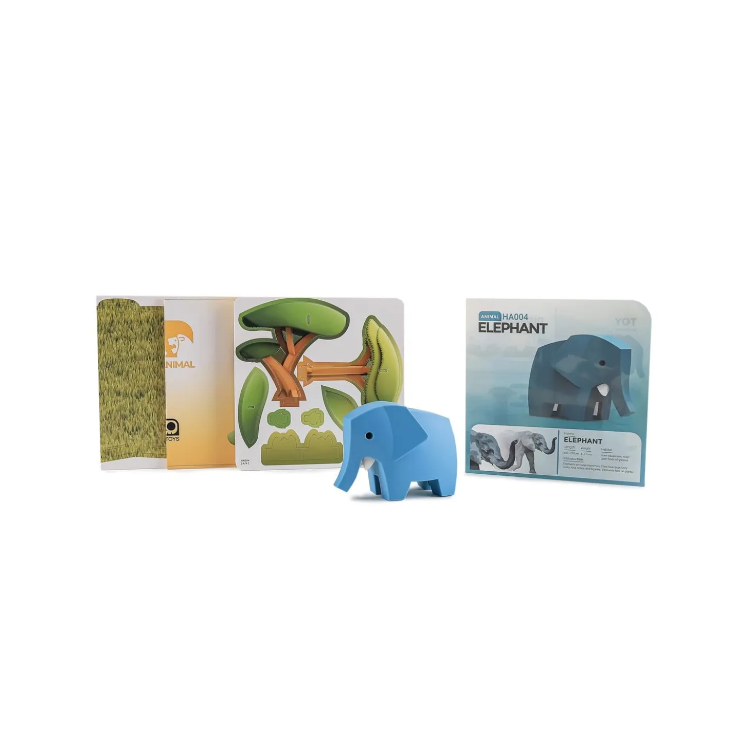 Half Toys Puzzle 3D Animal Elephant et Diorama Bleu